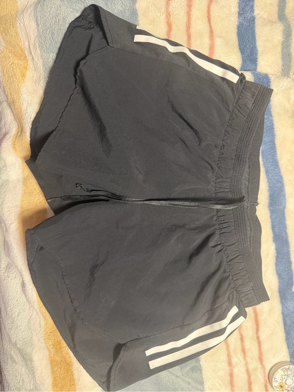 adidas Black Athletic Shorts with White Side Stripes